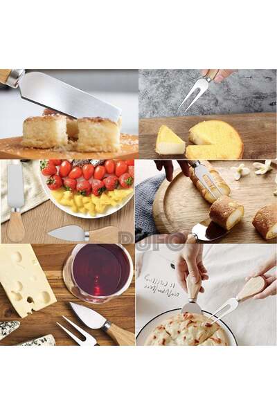 PUFO Set of 3 Pufo cheese knives with wooden handle