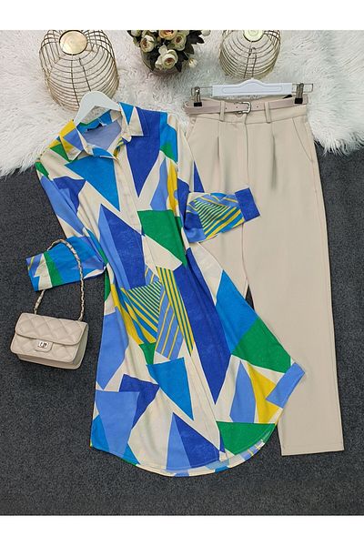 HİJABAYA Mixed Patterned Long Viscose Tunic