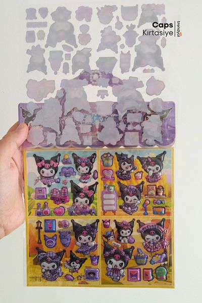 caps office Embossed 3D Puff Sticker Set – 96 Pieces Kuromi Themed Stickers |   Special Design in Bag Shape