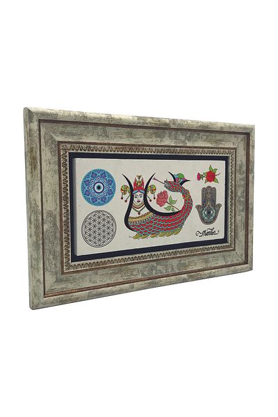 Sadrazam Şahmeran-Fatma's Hand-Evil Eye Pattern-Flower of Life Printed Natural Stone Painting 2G-S1M