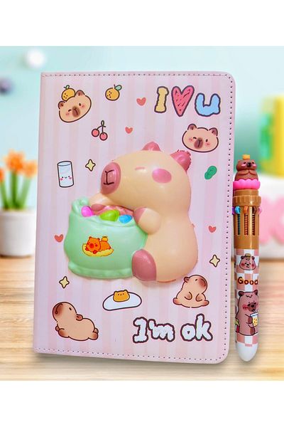 izmir yazici servis Capybara Squishi Scrapbook Set with 10 Colors Writing Pens as Gifts