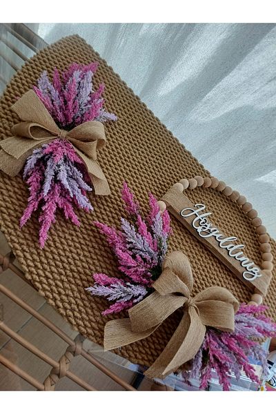 Okaliptus Tasarım Wooden Bead Welcome Door Ornament and Doormat Set Home Decor