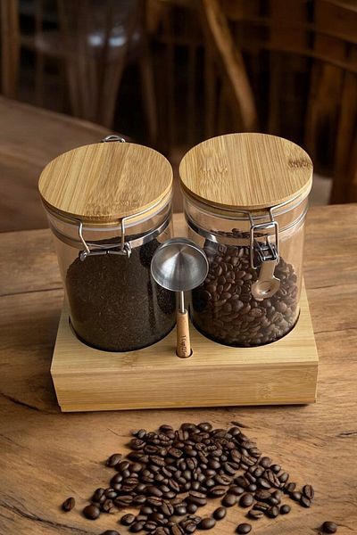 Qerhome 2-Piece Round Glass Spice Rack with Bamboo Stand Clamp