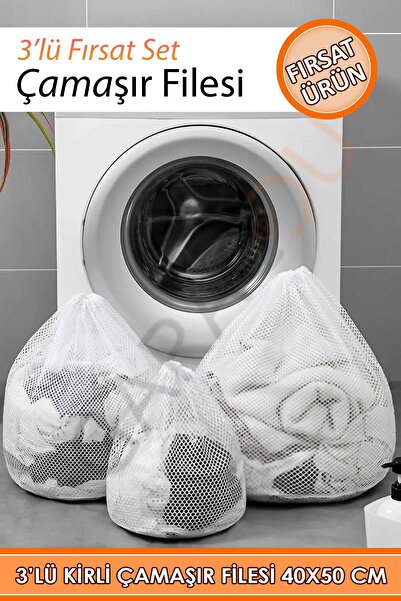 garaccu Kirli Çamaşır Filesi 3 Adet Asker Öğrenci Tül Yıkama Temizlik Torbası...