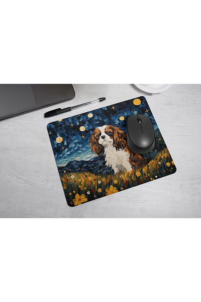 MS Major Selection Cavalier King Charles Spaniel Mouse Pad – Starry Night Design (17.5X21.5 Cm, Non-Slip Base)