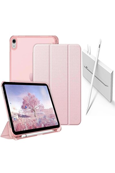 Covpor Apple iPad 10.NESİL 10.9 ve 11. NESİL A16 Uyumlu Flip Kılıf Rose + Pen...