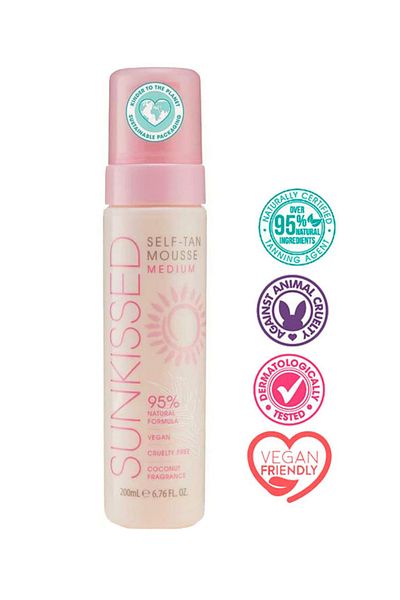 Sunkissed Self-tan Professional Self-tanning Foam, MEDIUM, 95% Natural Ingredients, 200 ml