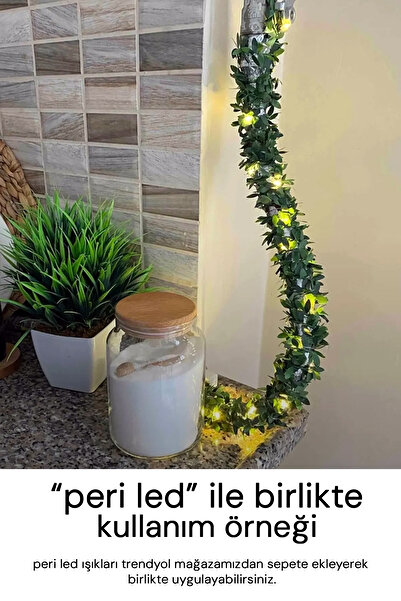 SULED Yapay Çiçek 7 Metre Dekoratif Tel Sarmaşık Yeşil Yapraklı Taç Çiçek