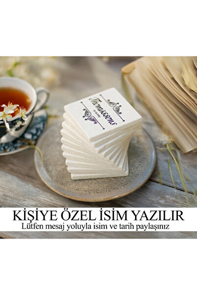 marbelix مجموعة مخصصة مكونة من 6 قواعد أكواب من الرخام باللون البيج سيلفا # 3...