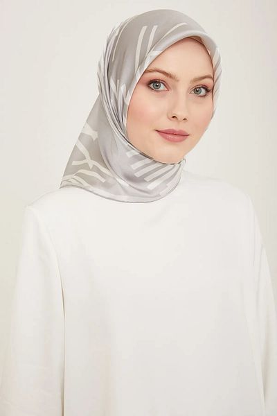 Armine Μεταξωτό κασκόλ Sura 9157D (S ) 90 x 90 Ασημί - 55