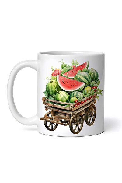 OEM Cană albă personalizată, Cărucior cu pepene verde, INOVATIX®. 330ml