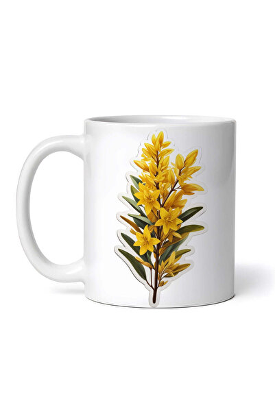 OEM Cană albă personalizată, ramură Forsythia, Inovatix®. 330 ml