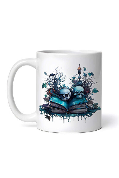 OEM Εξατομικευμένη λευκή κούπα, Βιβλία και κρανία, INOVATIX®. 330ml