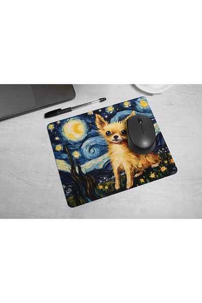 MS Major Selection Chihuahua Mouse Pad – Starry Night Design (17.5X21.5 Cm, Non-Slip Base)