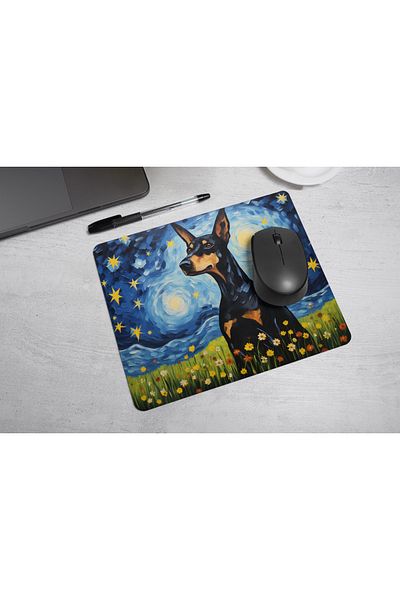 MS Major Selection Mouse Pad Doberman – Design Starry Night (17,5x21,5 cm, bază anti-alunecare)