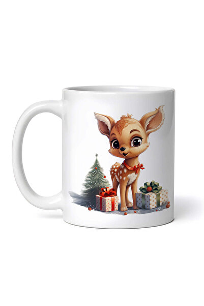OEM Εξατομικευμένη λευκή κούπα, Ελάφι με χριστουγεννιάτικα δώρα, INOVATIX®. 3...