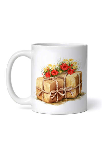 OEM Cană albă personalizată, cadouri de Crăciun cu flori, INOVATIX®. 330ml