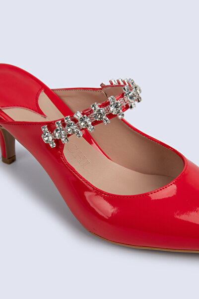 Tacchi Valentina Kemeri Taş Detaylı Kırmızı Abiye Ayakkabı
