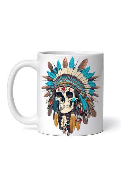 OEM Cană albă personalizată, craniu indian, picioare fierbinți, Inovatix®. 33...