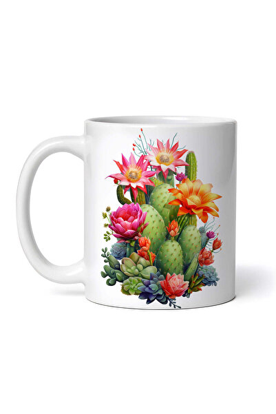 OEM Cană albă personalizată, cactuși înfloriți Isadora, INOVATIX®. 330ml