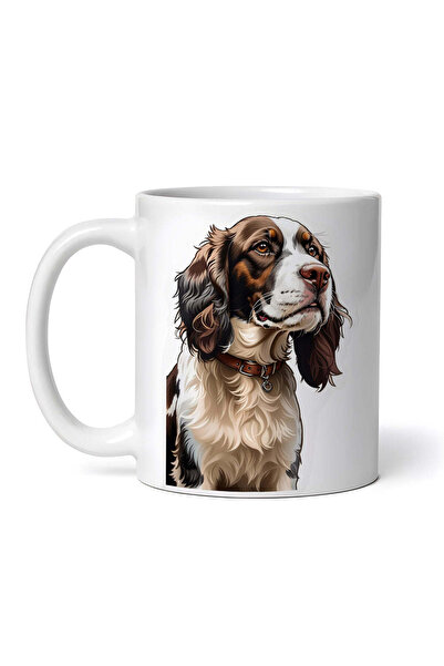 OEM Εξατομικευμένη λευκή κούπα, σκύλος Springer Spaniel με κολάρο, INOVATIX®....