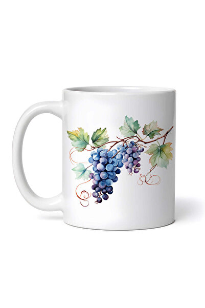 OEM Cană albă personalizată, Creangă cu struguri negri, INOVATIX®. 330ml