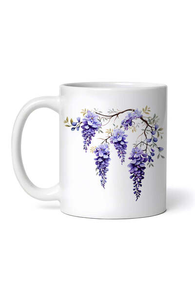 OEM Cană albă personalizată, creangă cu flori mov, Inovatix®. 330 ml