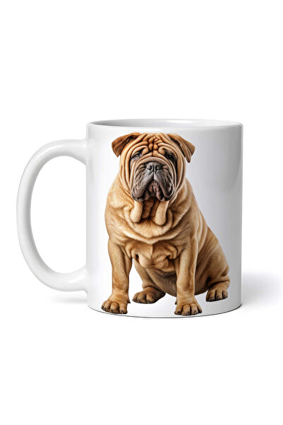 OEM Cană albă personalizată, model Shar Pei dog sitting, INOVATIX®. 330ml