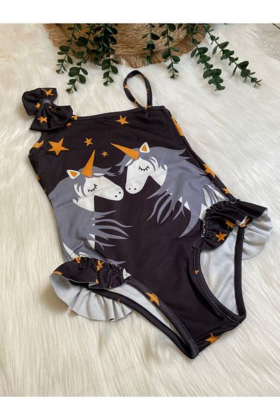 Starry Couture Unicorn Girl's Ruffle Detailed Swimsuit Bikini