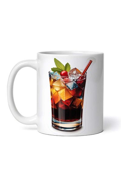OEM Personalized White Mug, Cocktail With Ice And Mint, Inovatix®. 330ml