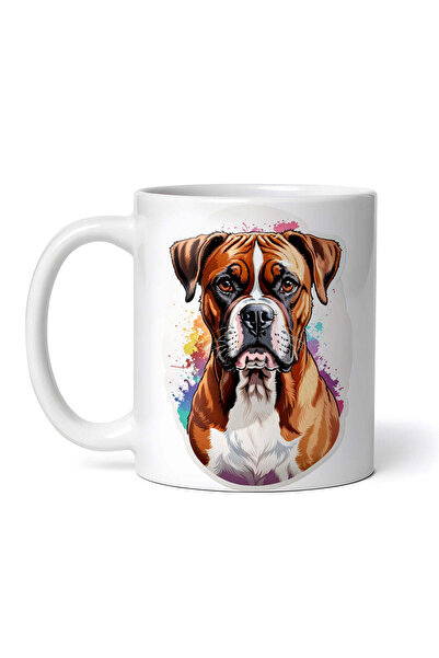 OEM Cană albă personalizată, portret de câine Boxer, Inovatix®. 330 ml