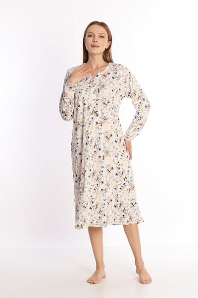 Etoile Women's 100% Cotton Long Sleeve Dress Nightgown
