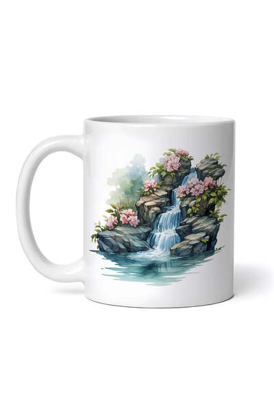 OEM Cană albă personalizată, Cascadă din pietre, INOVATIX®. 330ml