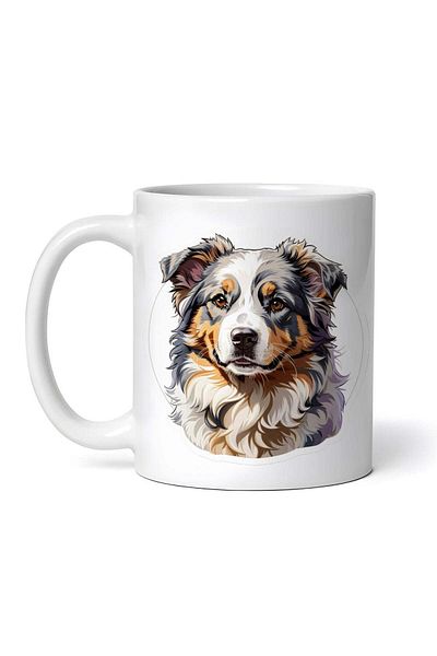OEM Cană albă personalizată, câine ciobănesc australian, Inovatix®. 330 ml