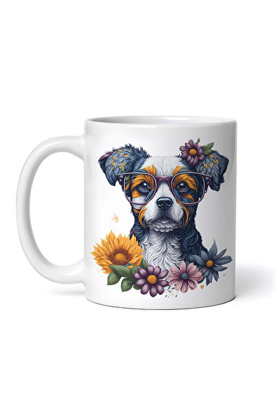 OEM Cană albă personalizată, câine cu ochelari, Inovatix®. 330 ml