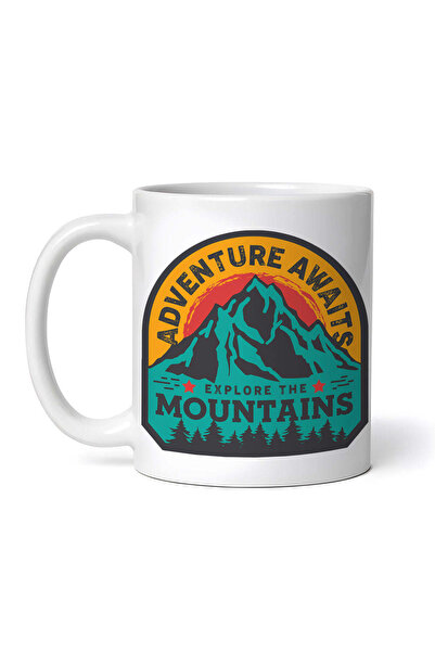 OEM Cană albă personalizată, Camping Adventure Awaits Explore the mountains, ...