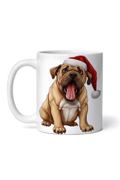 OEM Εξατομικευμένη λευκή κούπα, Γαλλικό Μπουλντόγκ με καπέλο Άγιου Βασίλη, IN...