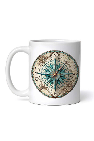 OEM Cană albă personalizată, Retro Compass, INOVATIX®. 330ml