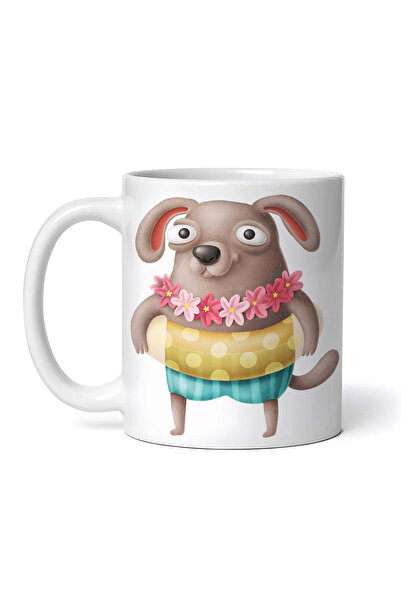 OEM Cană albă personalizată, Câine cu inel pe ea, INOVATIX®. 330ml