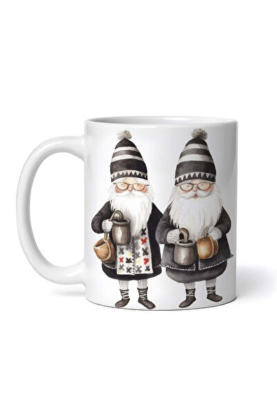 OEM Cană albă personalizată, Moș Crăciun și Moș Crăciun, INOVATIX®. 330ml