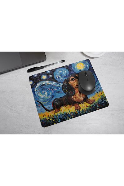 MS Major Selection Dachshund (Sausage Dog) Mouse Pad – Starry Night Design (17.5X21.5 Cm, Non-Slip Base)