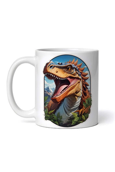 OEM Cană albă personalizată, cap de dinozaur, Inovatix®. 330 ml