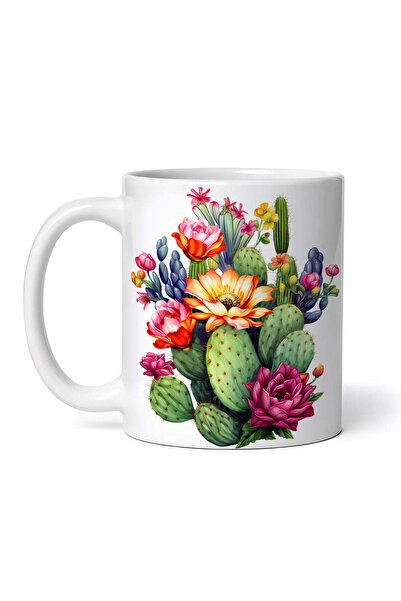 OEM Cană albă personalizată, cactuși înfloriți Aylin, INOVATIX®. 330ml