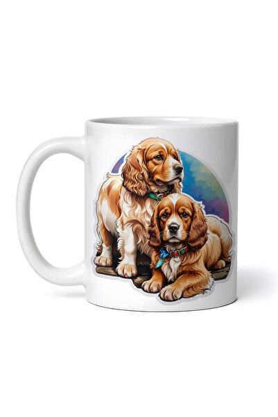 OEM Cană albă personalizată, câini din rasa Cocker Spaniel, INOVATIX®. 330ml