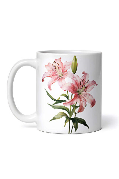 OEM Cană albă personalizată, Crini Pastel, INOVATIX®. 330ml