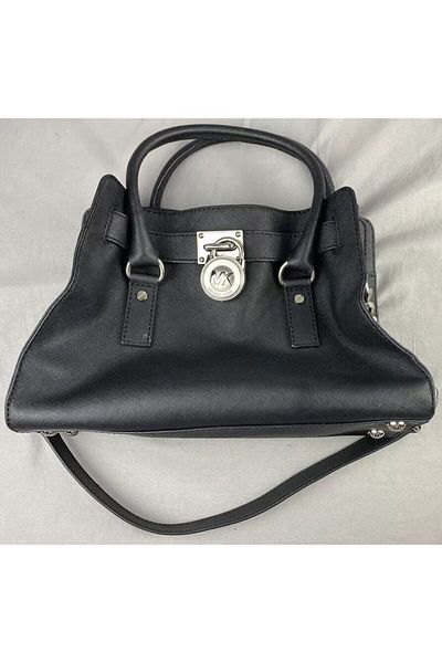 Michael Kors Women's Hamilton EW Satchel Tote Leather Black