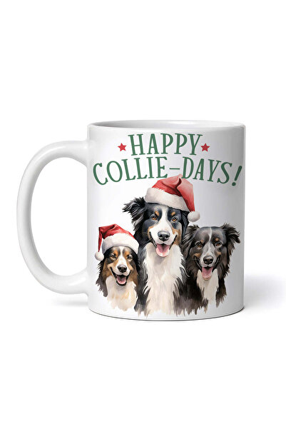 OEM Cană albă personalizată, Collie Dogs Christmas Happy Collie Days, INOVATI...