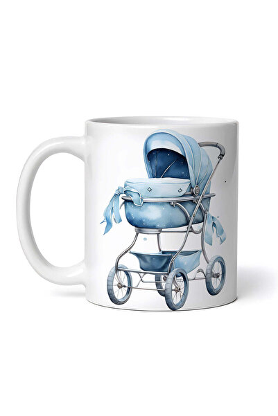 OEM Cană albă personalizată, cărucior albastru, Inovatix®. 330 ml