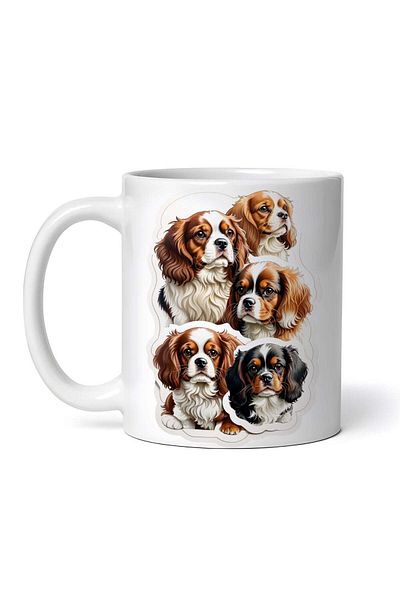OEM Cană albă personalizată, câini din rasa Spaniel, INOVATIX®. 330ml