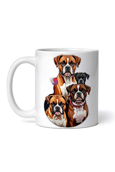 OEM Cană albă personalizată, câini boxer în grup, Inovatix®. 330 ml